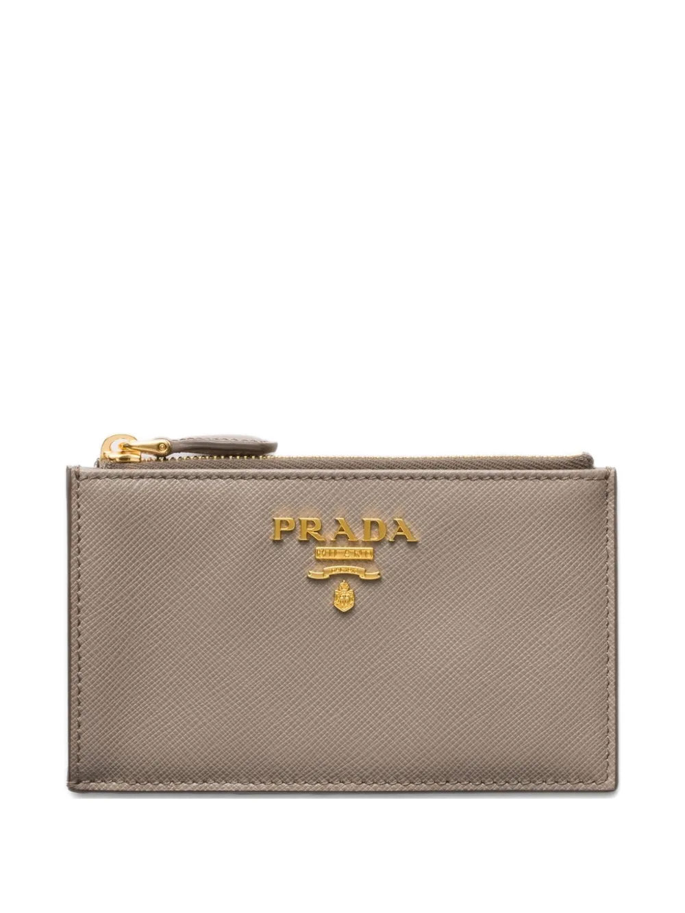 Prada Zip Metal-lettering Card Holder In Multi