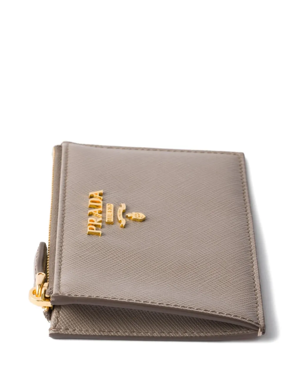 Prada Zip Metal-lettering Card Holder In Multi