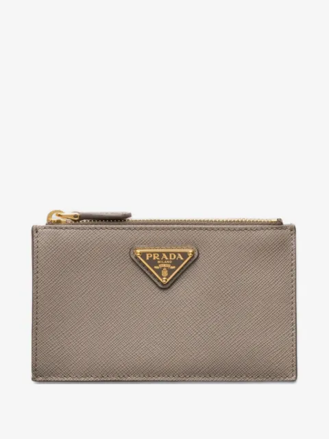 Prada triangle-logo zip card holder
