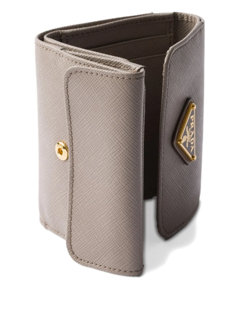 Prada Triangle-logo Saffiano Leather Wallet In Neutral