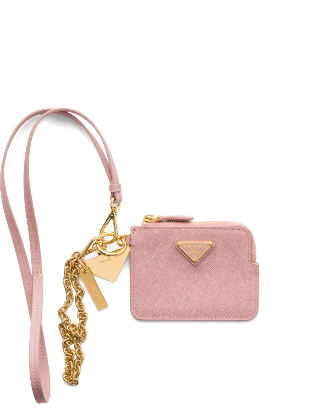 Prada Portacarte in pelle con placca logo - Rosa