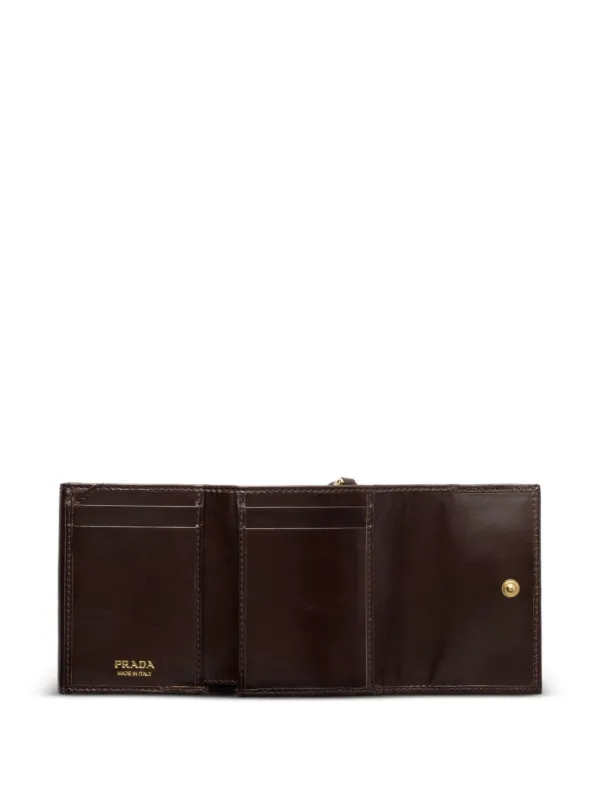 Prada Small snap-closure Leather Wallet | Brown | FARFETCH