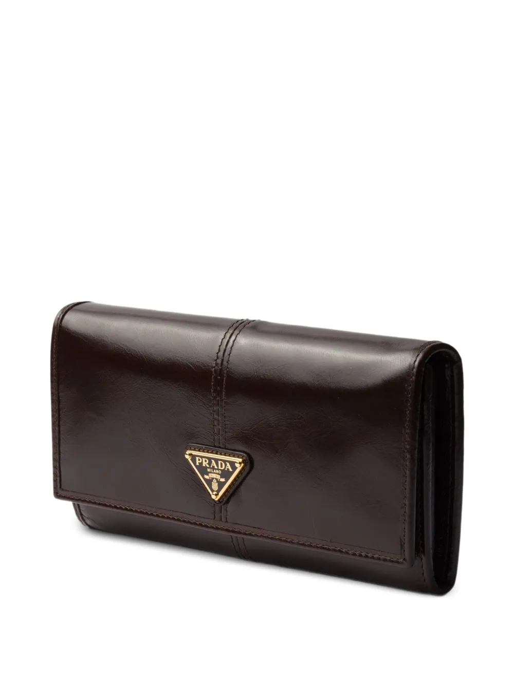  Prada Logo-plaque Leather Wallet - Brown 