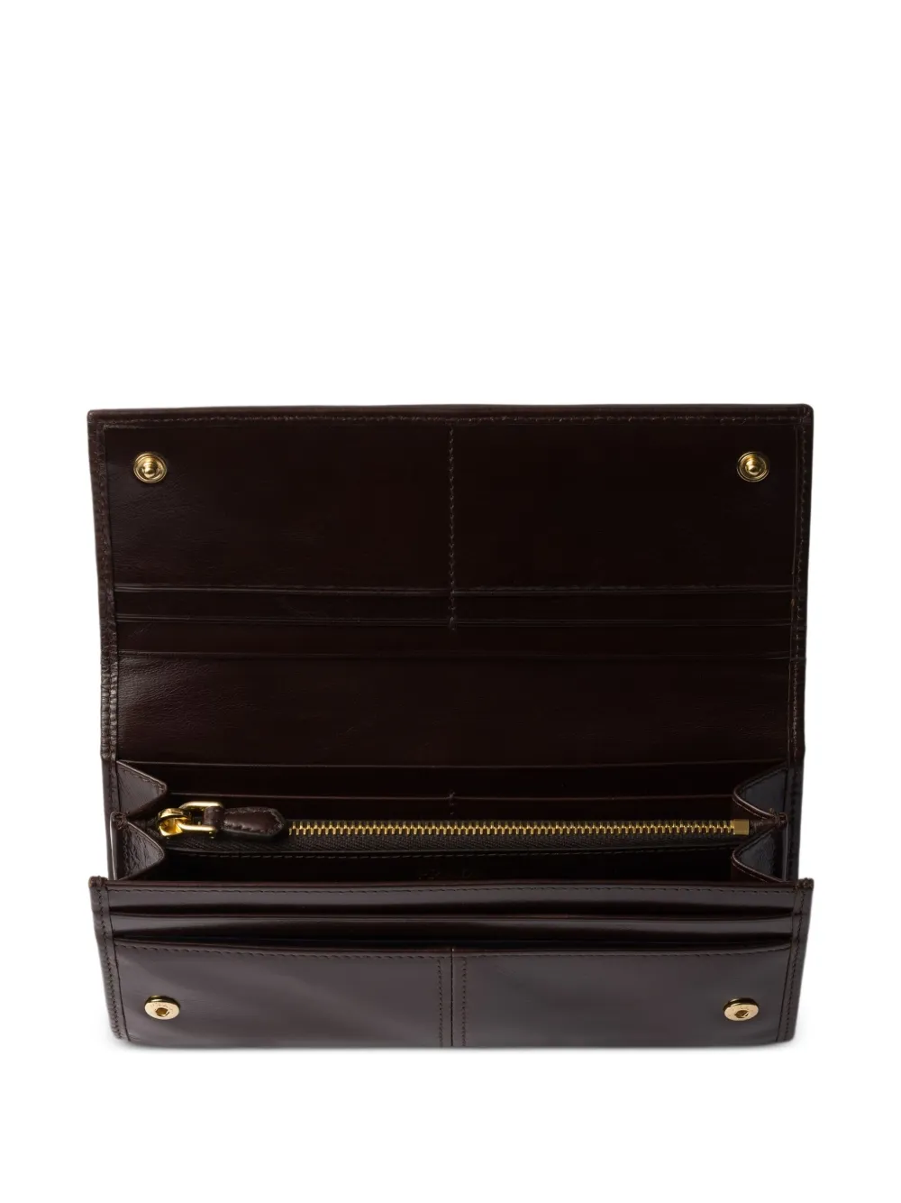 Prada Leren portemonnee met logoplakkaat Bruin