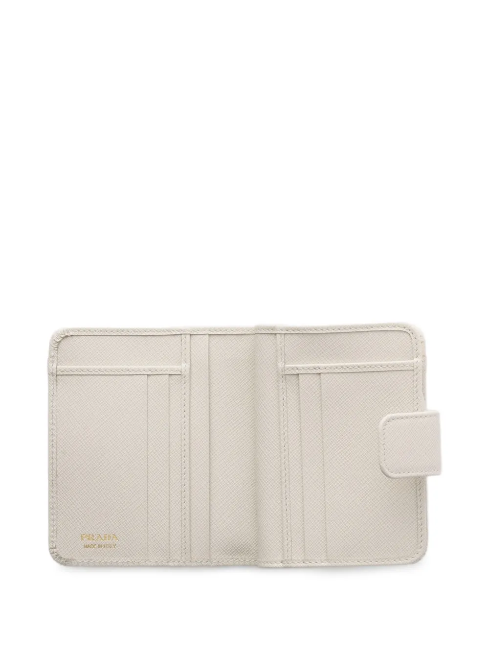 Prada Small Saffiano-leather Snap Wallet In Gray