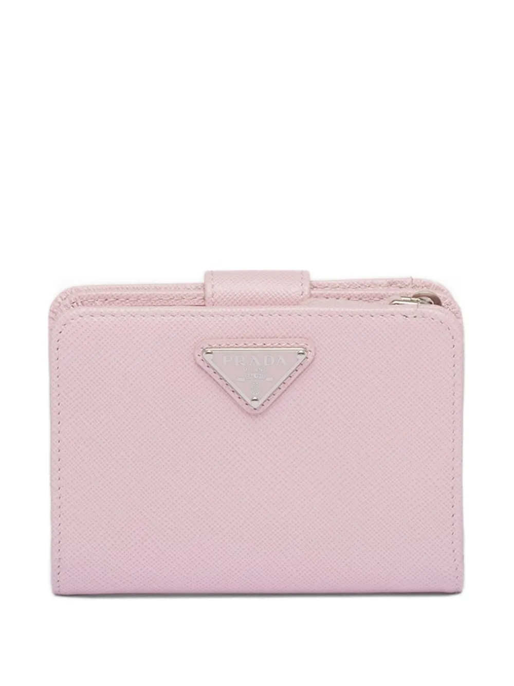Prada Portafoglio piccolo in pelle Saffiano con logo a triangolo - Rosa
