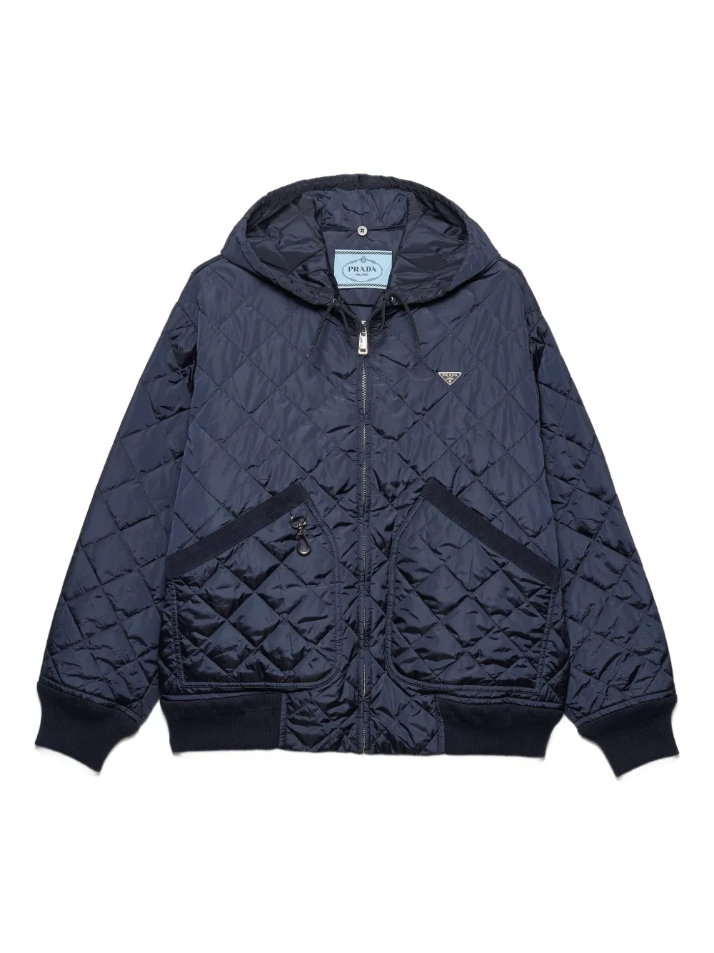 Prada Hooded Quilted Jacket In Blue