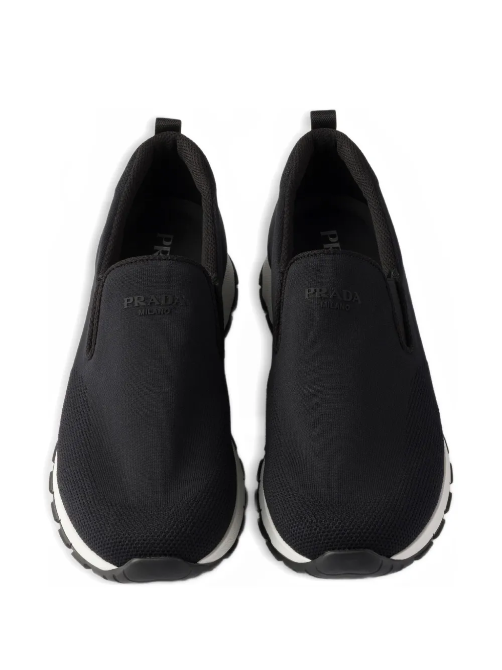 Prada Slip-on sneakers met logo Zwart