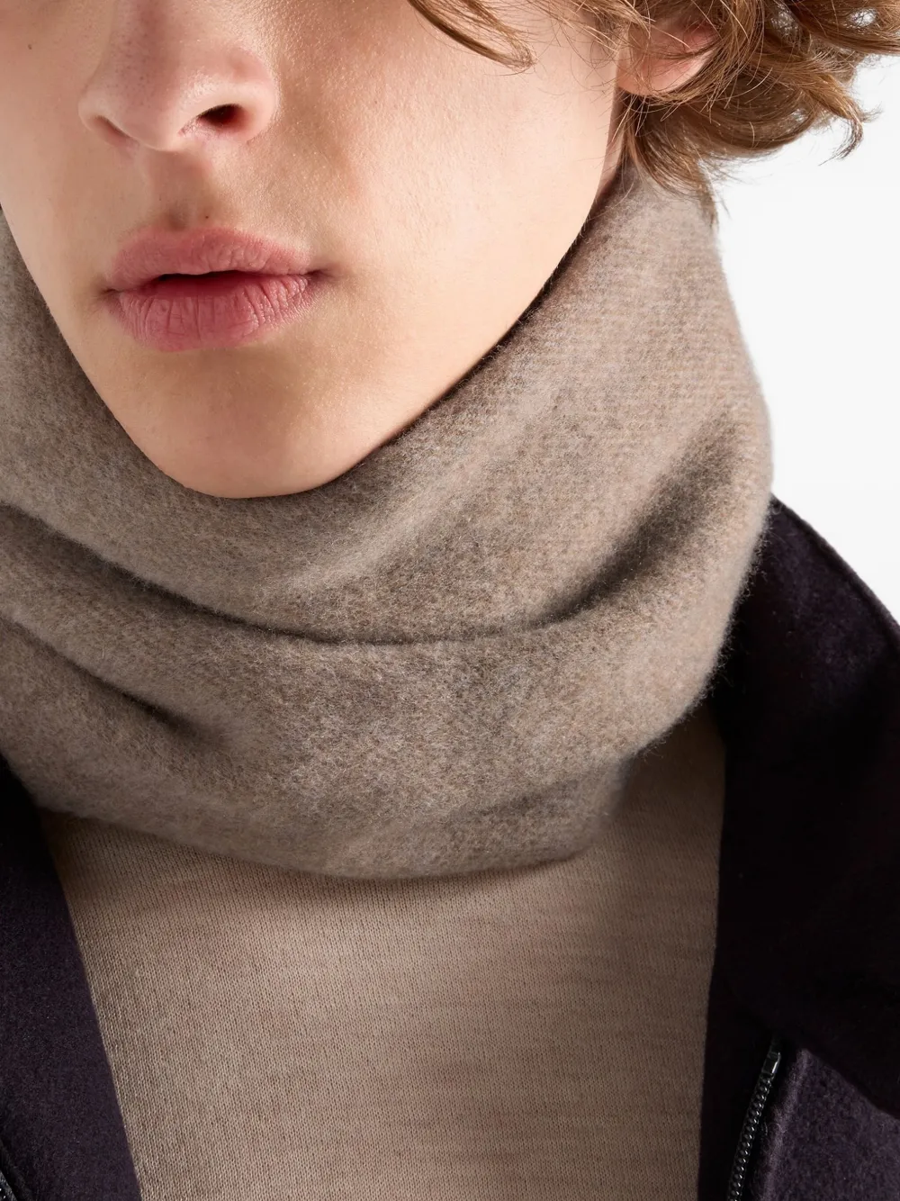 Prada Embroidered Logo Fringe Scarf In Multi