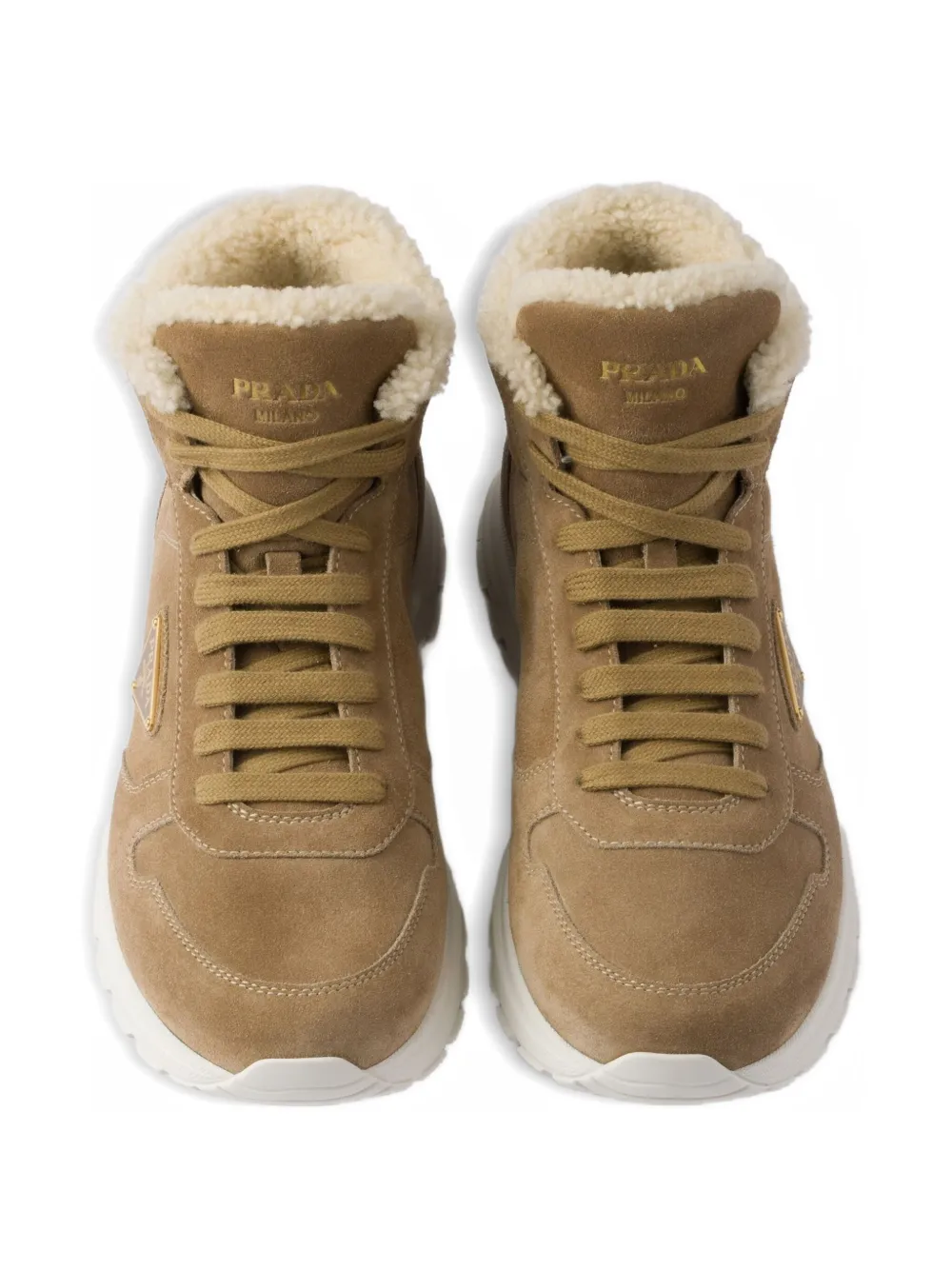 Prada High-top lammy sneakers met logo Bruin