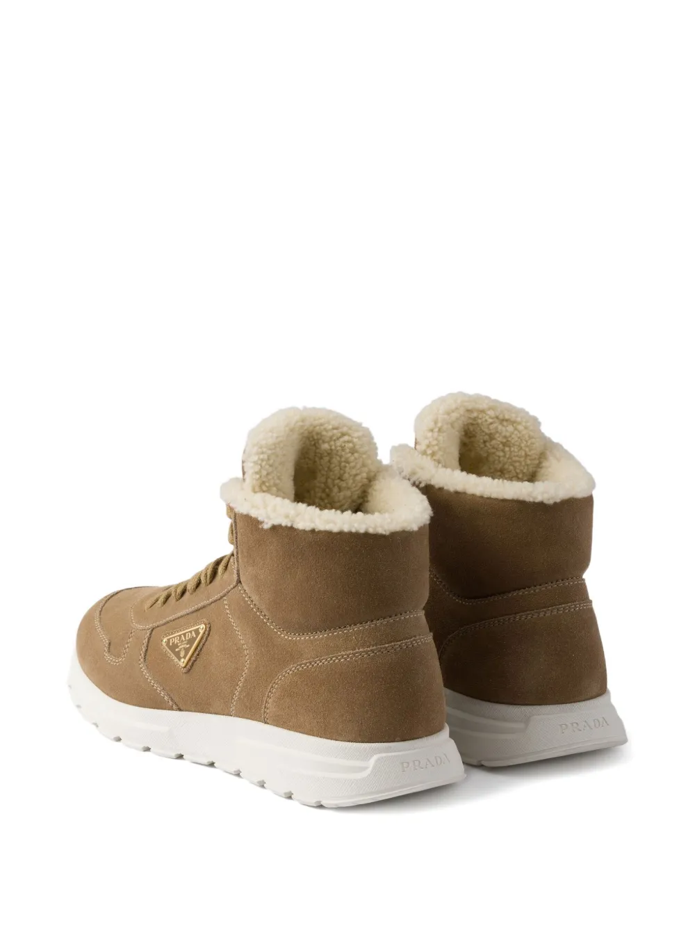 Prada High-top lammy sneakers met logo Bruin