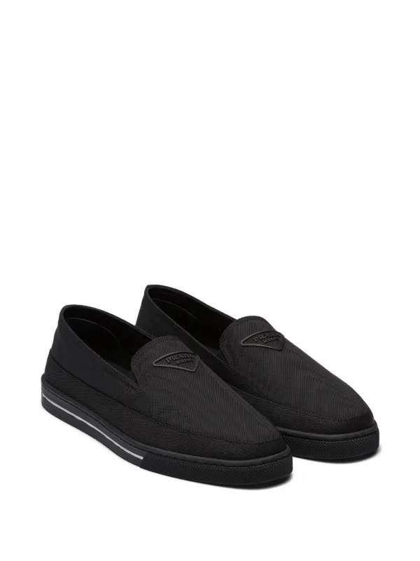 Prada Re-Nylon Embossed Logo slip-on Trainers | Black | FARFETCH