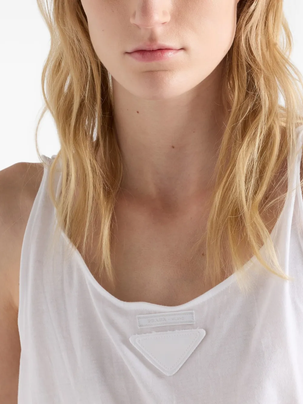 Prada Tanktop met triangle-logo en dunne bandjes Wit
