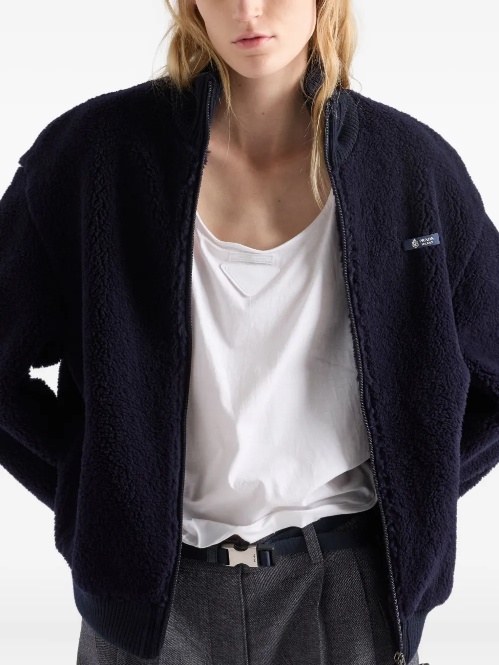 Prada Tanktop met triangle-logo en dunne bandjes Wit