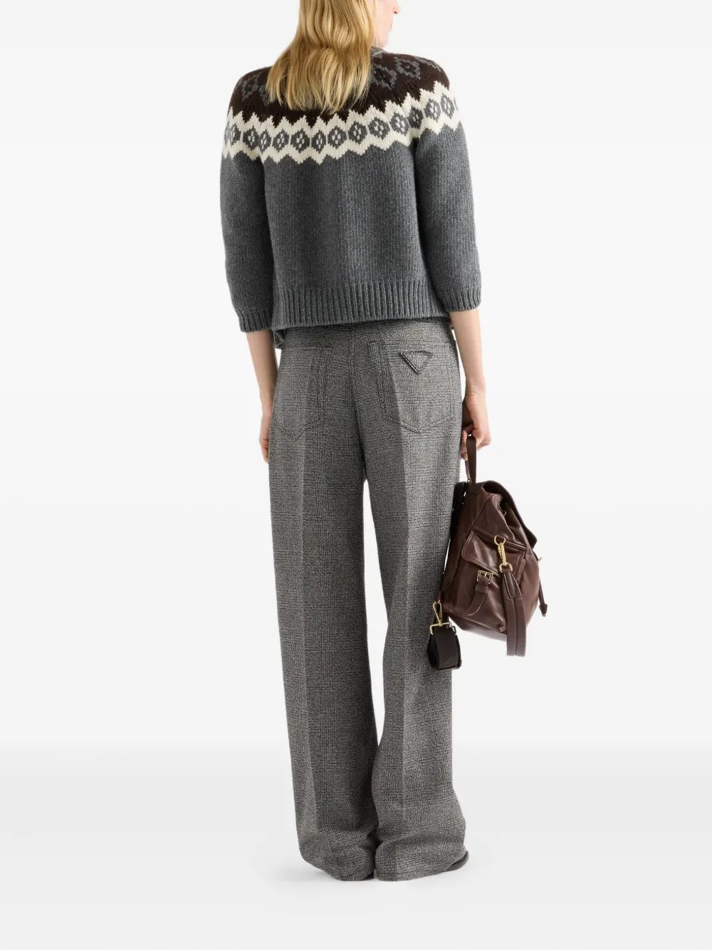 Prada Intarsia Button-up Cardigan In Black