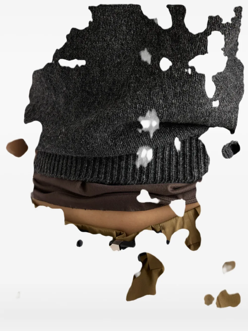 Prada Crystal-embellished Knitted T-shirt In Gray