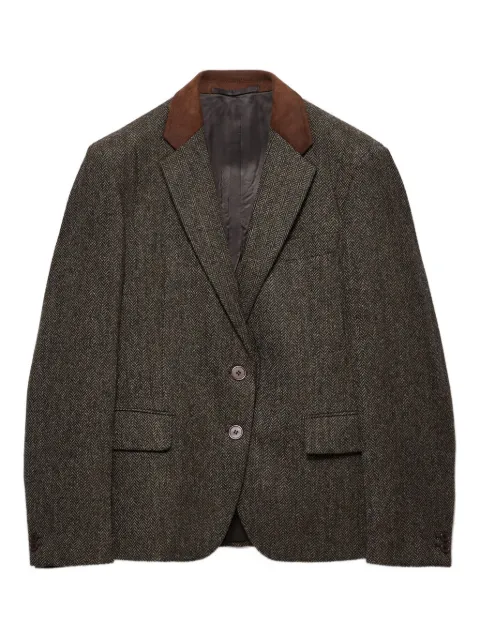 Prada suede-panel chevron wool jacket