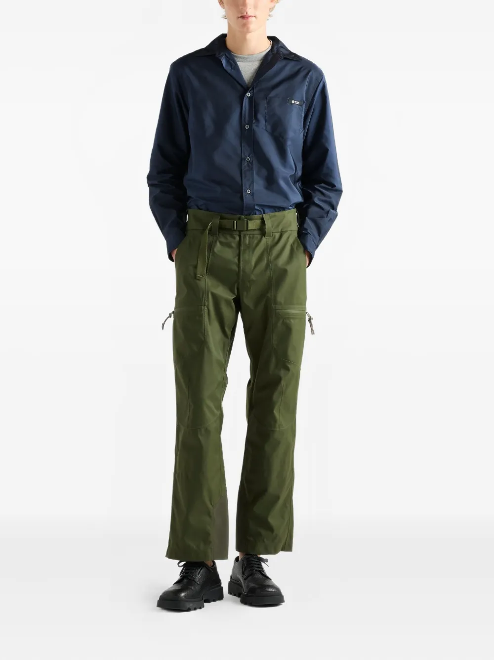 Prada Overhemd met logo-label en zak - Blauw