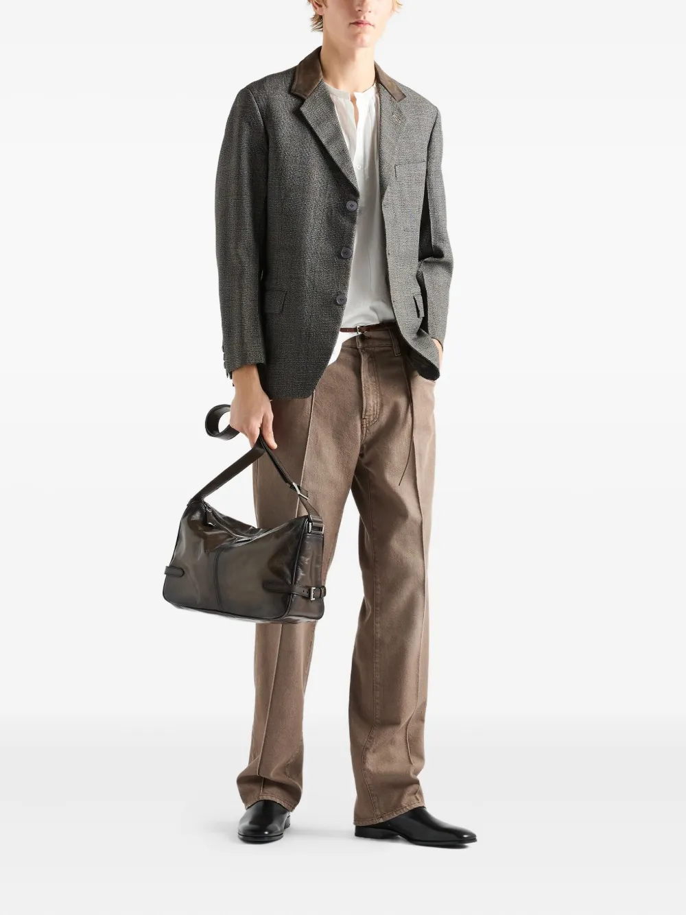 Prada leather-collar single-breasted blazer | Blazers | Image 2