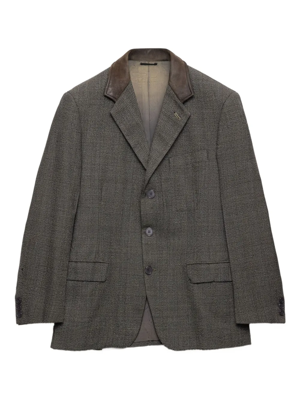 Prada Einreihiges Sakko mit Lederkragen - Grau