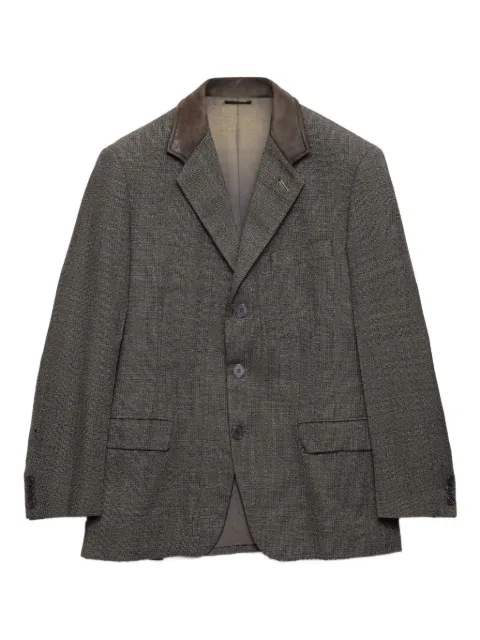 Prada blazer boutonné à col en cuir