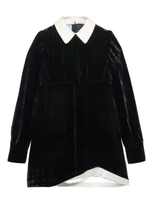 Prada Embroidered Cady Mini Dress | Black | FARFETCH