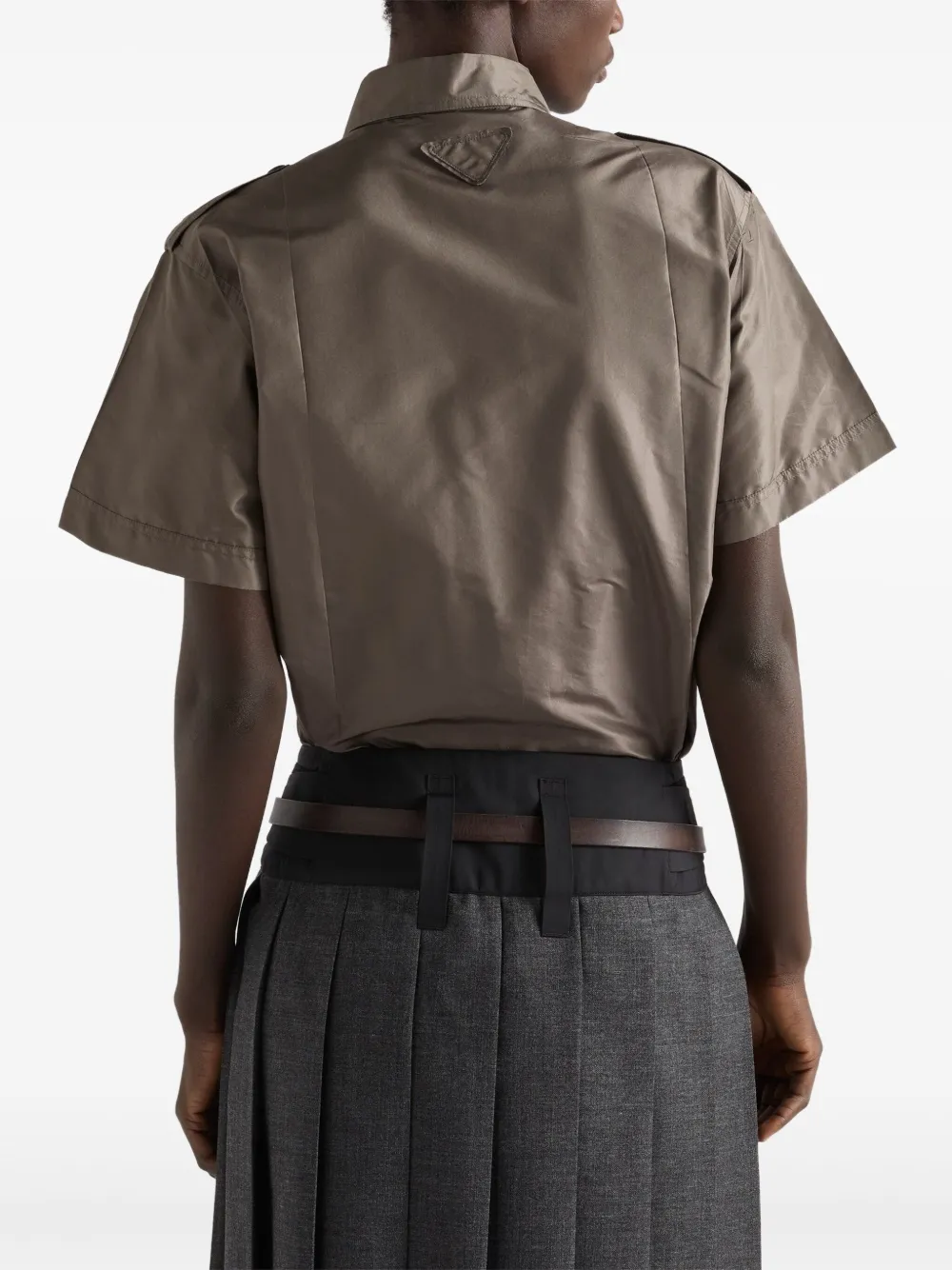 Prada Flap-pockets Short-sleeve Top In Green