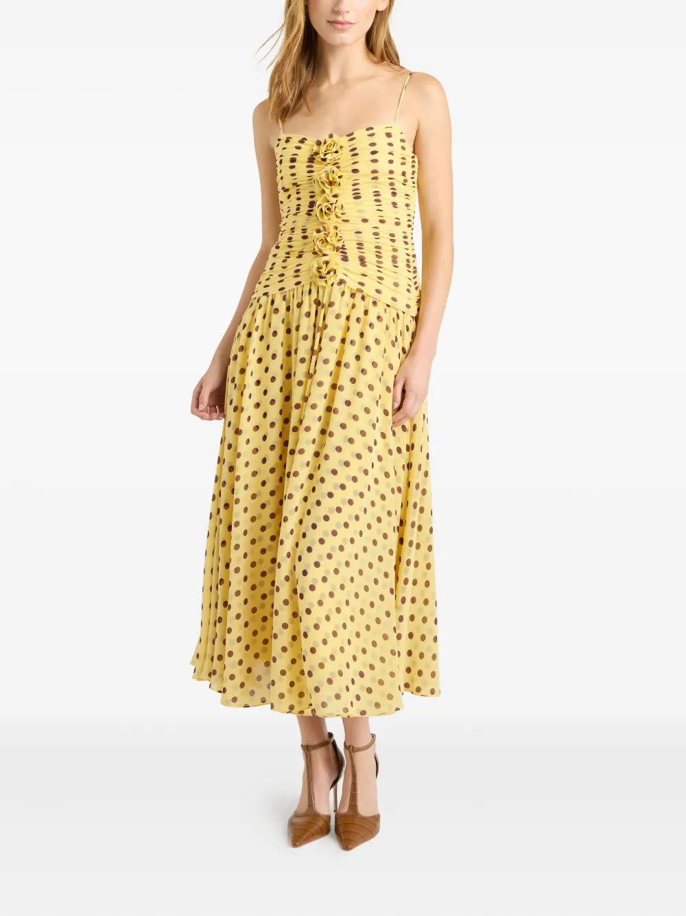 Cinq A Sept Camille jurk met stippen - Geel