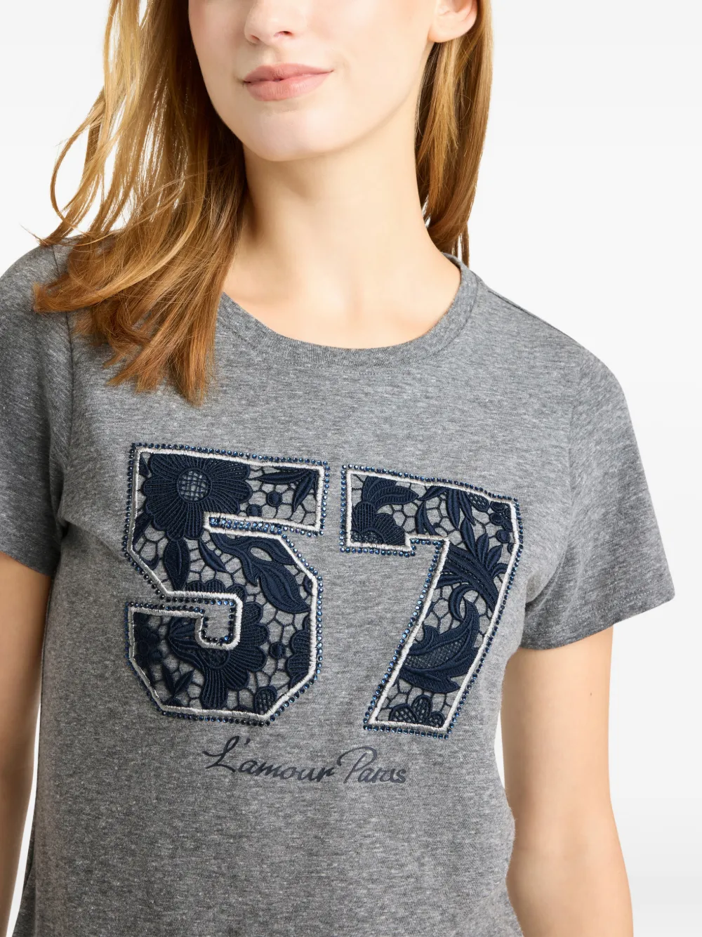 Cinq A Sept T-shirt met kant Grijs