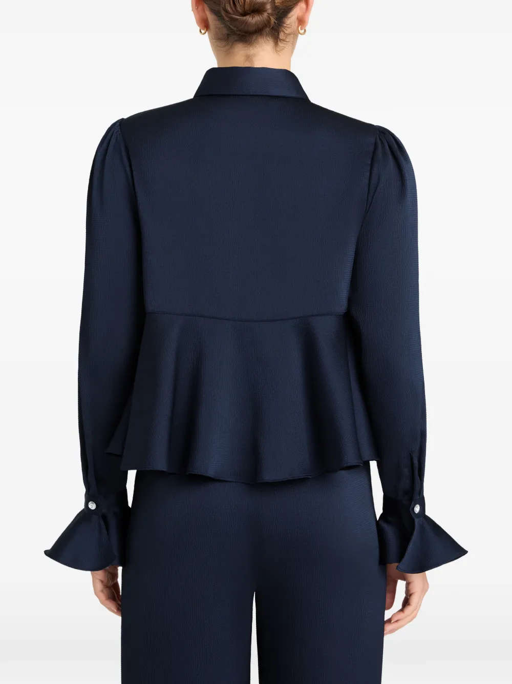 Cinq A Sept Isaure satijnen blouse met peplum-design Blauw