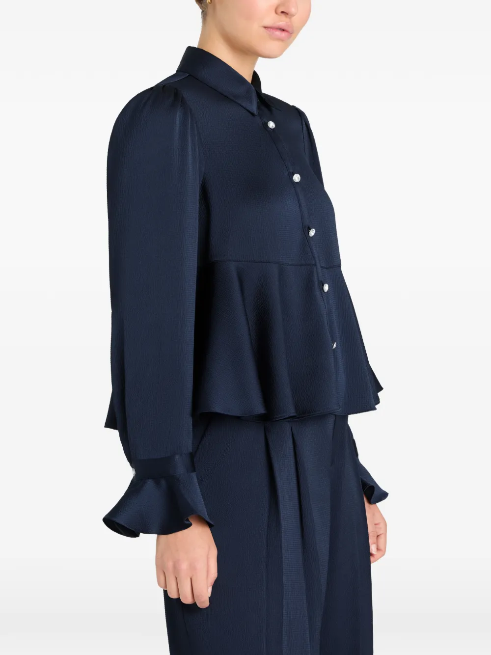 Cinq A Sept Isaure satijnen blouse met peplum-design Blauw