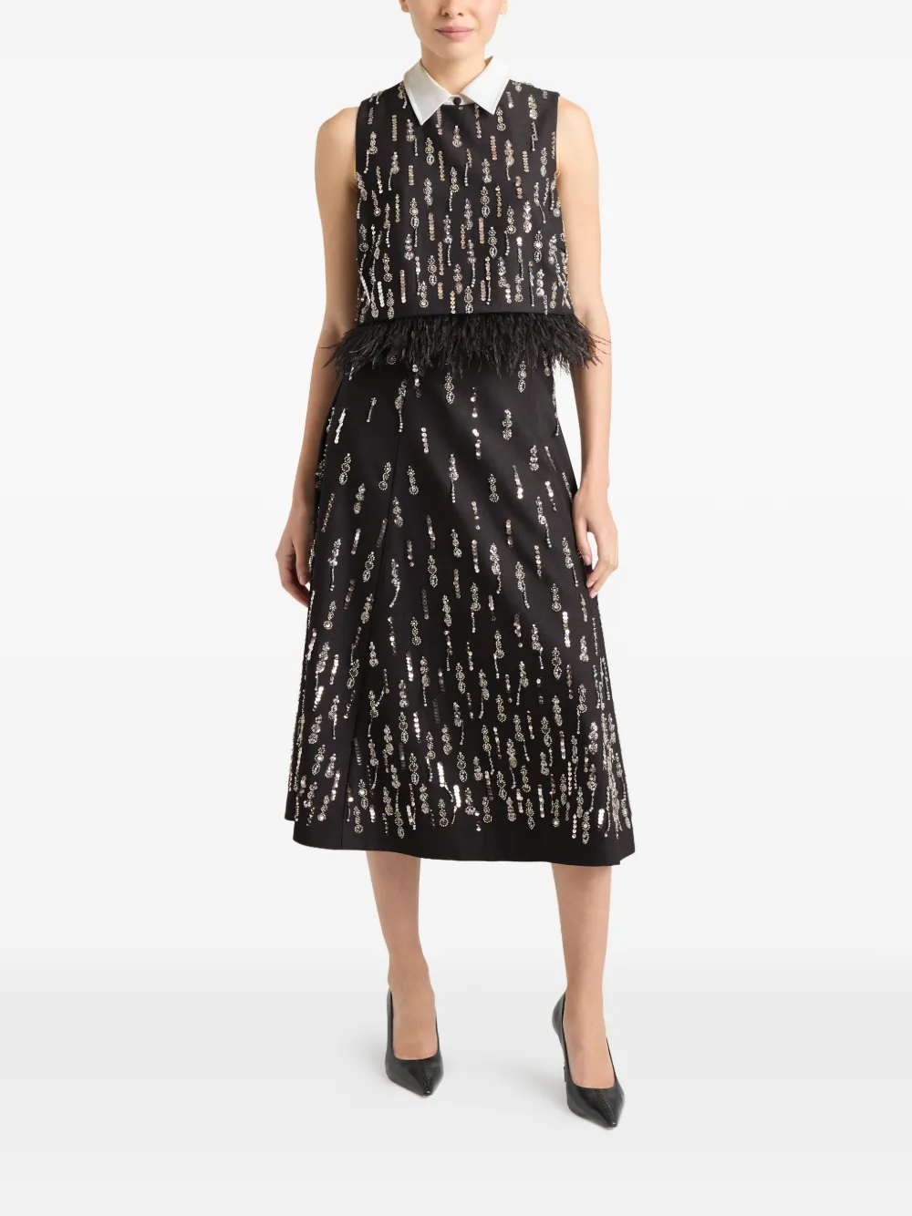 Cinq A Sept Selene verfraaide midi-rok - Grijs