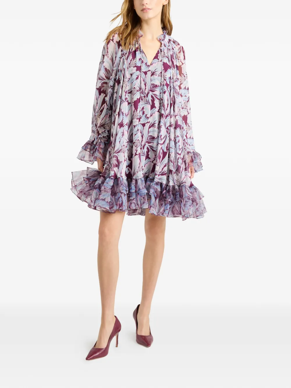 Cinq A Sept Cairette mini-jurk met ruches - Paars