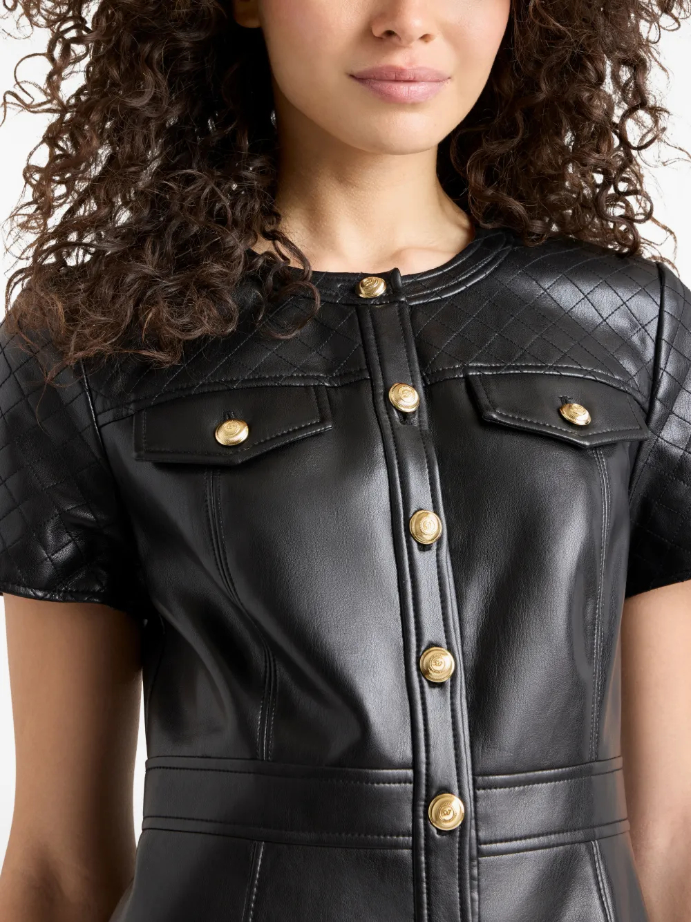 Layla Quilted Buttoned Mini Dress