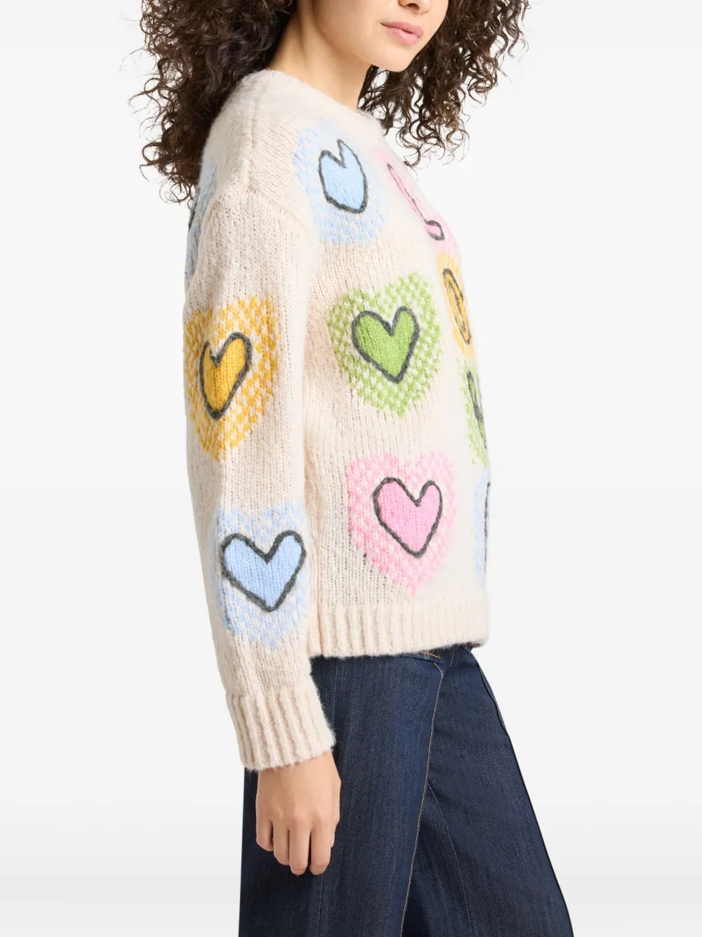  Cinq A Sept Chunky Heart Love Sweater - Neutrals 