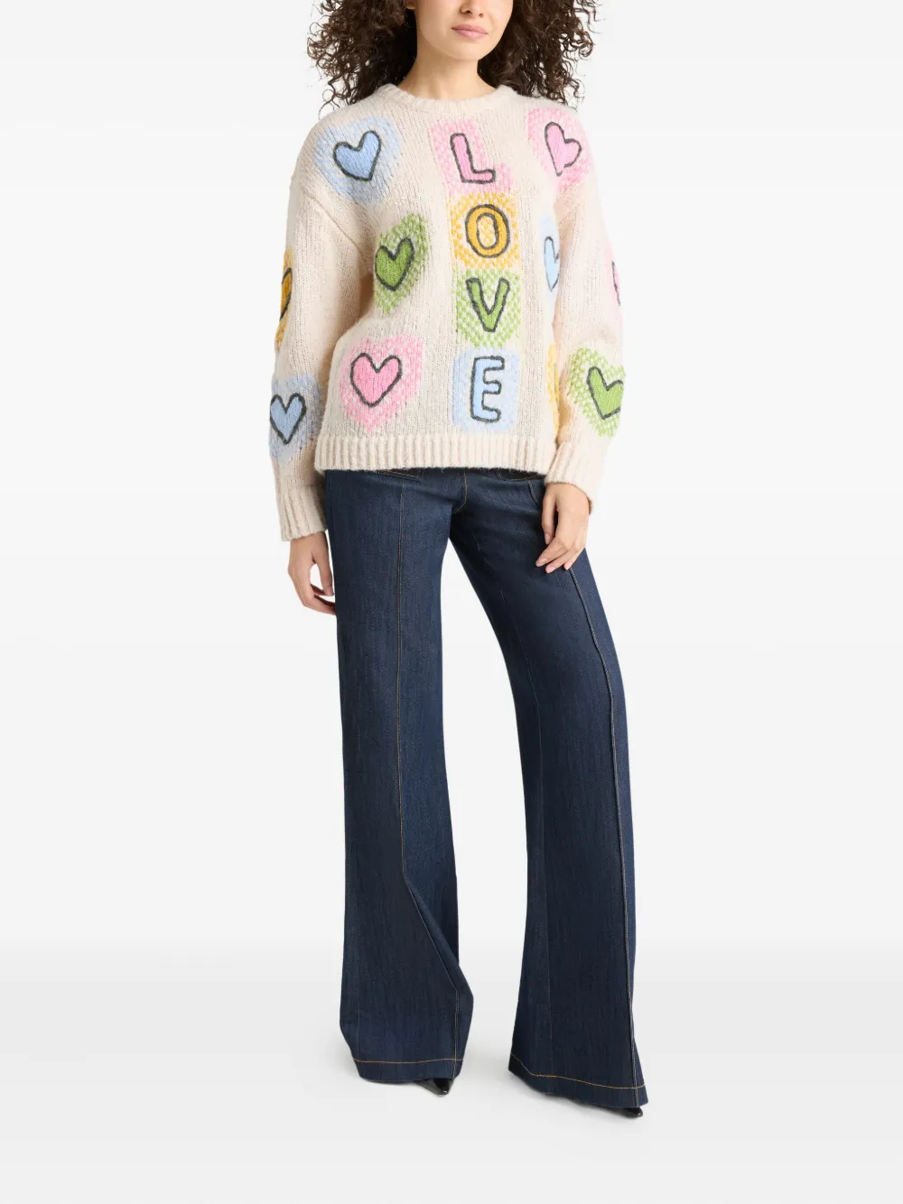  Cinq A Sept Chunky Heart Love Sweater - Neutrals 