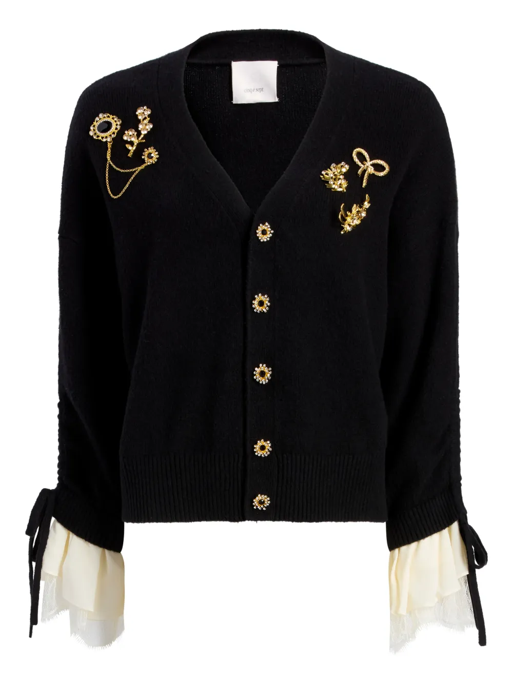 Cinq A Sept Brooches Atlas cardigan - Black