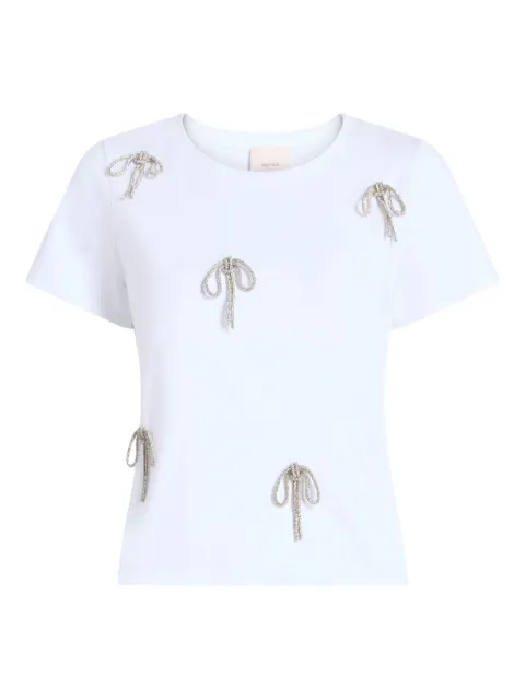 Cinq A Sept Corded rhinestone bow T-hirt