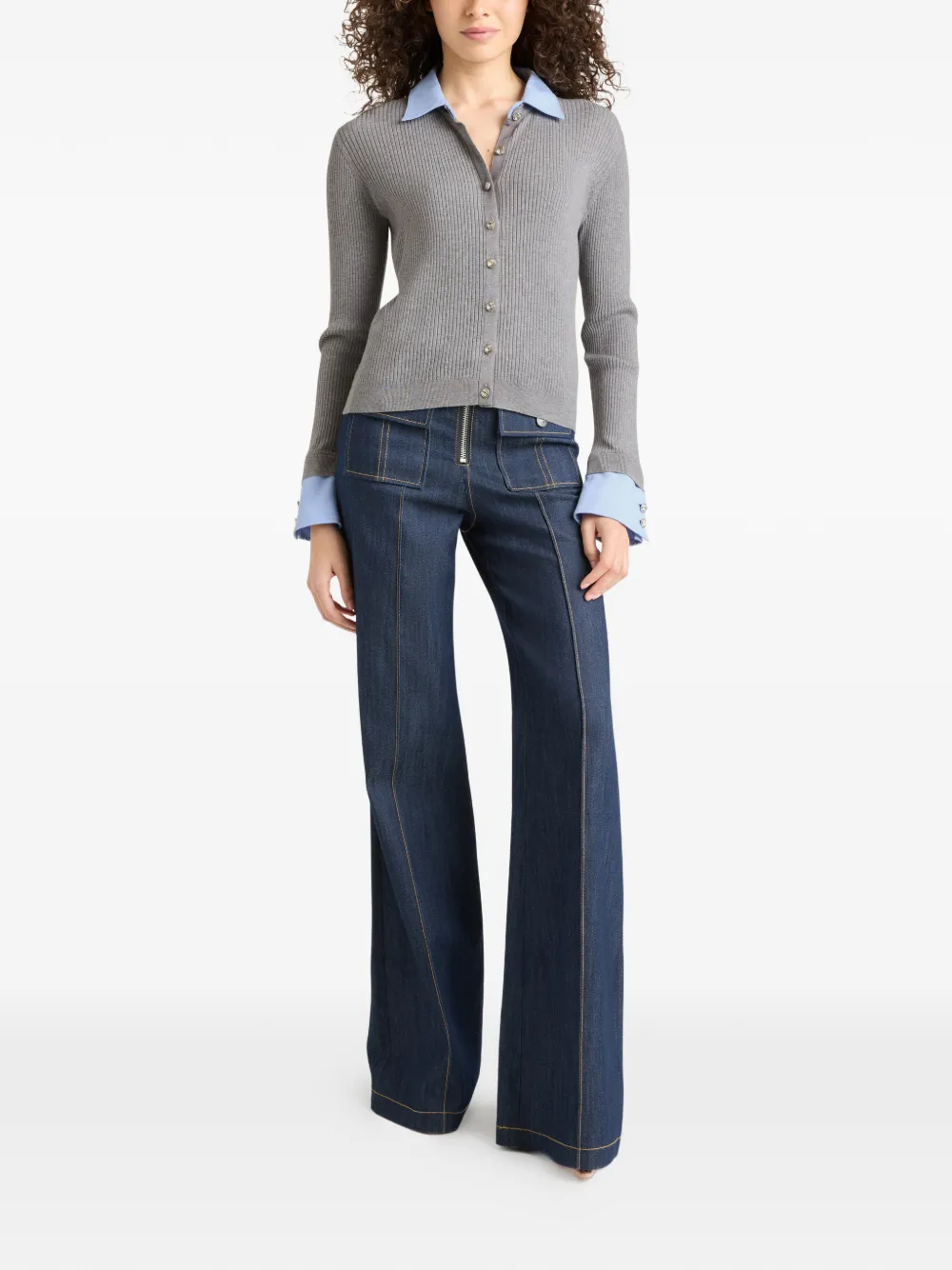  Cinq A Sept Soma Ribbed Buttoned Cardigan - Grey 