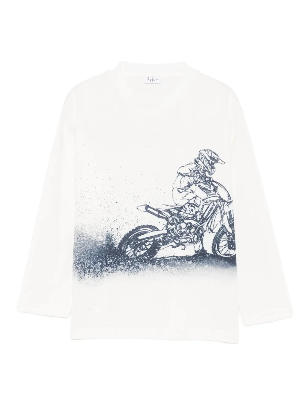 Il Gufo Motorcycle-graphic Long-sleeve T-shirt In Neutral