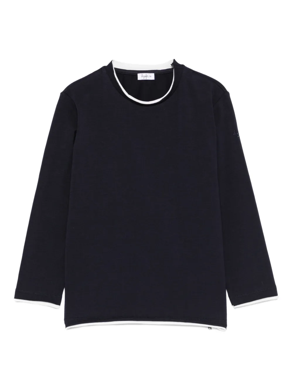 Il Gufo Trim-detail Long-sleeve Cotton T-shirt In Blue