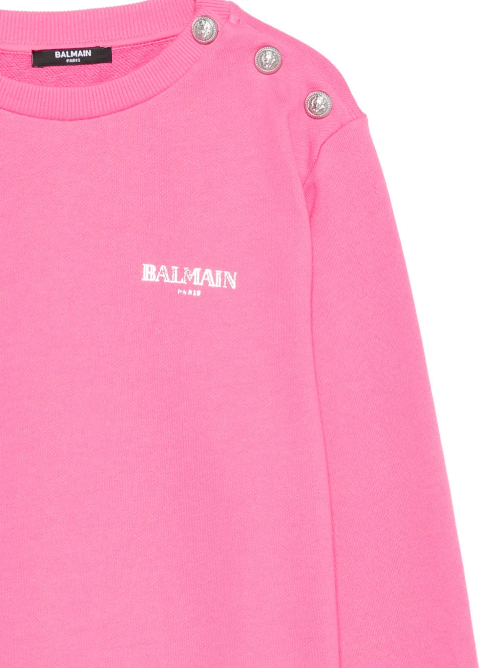 Balmain Buttoned-logo Sweatshirt In Pink