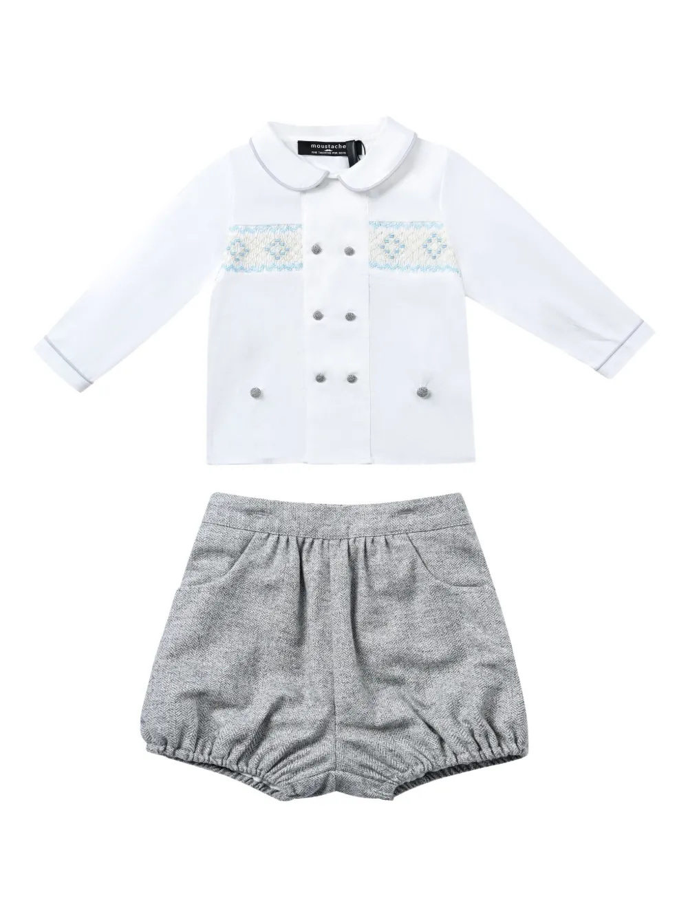 Moustache gathered-waistband short set | gris | Image 1