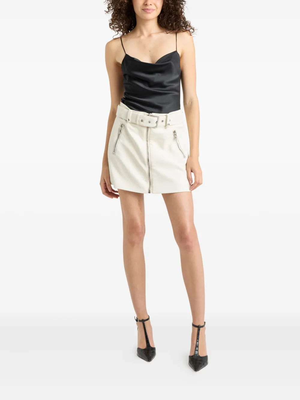 Cinq A Sept Saffira rok met ceintuur en rits - Wit