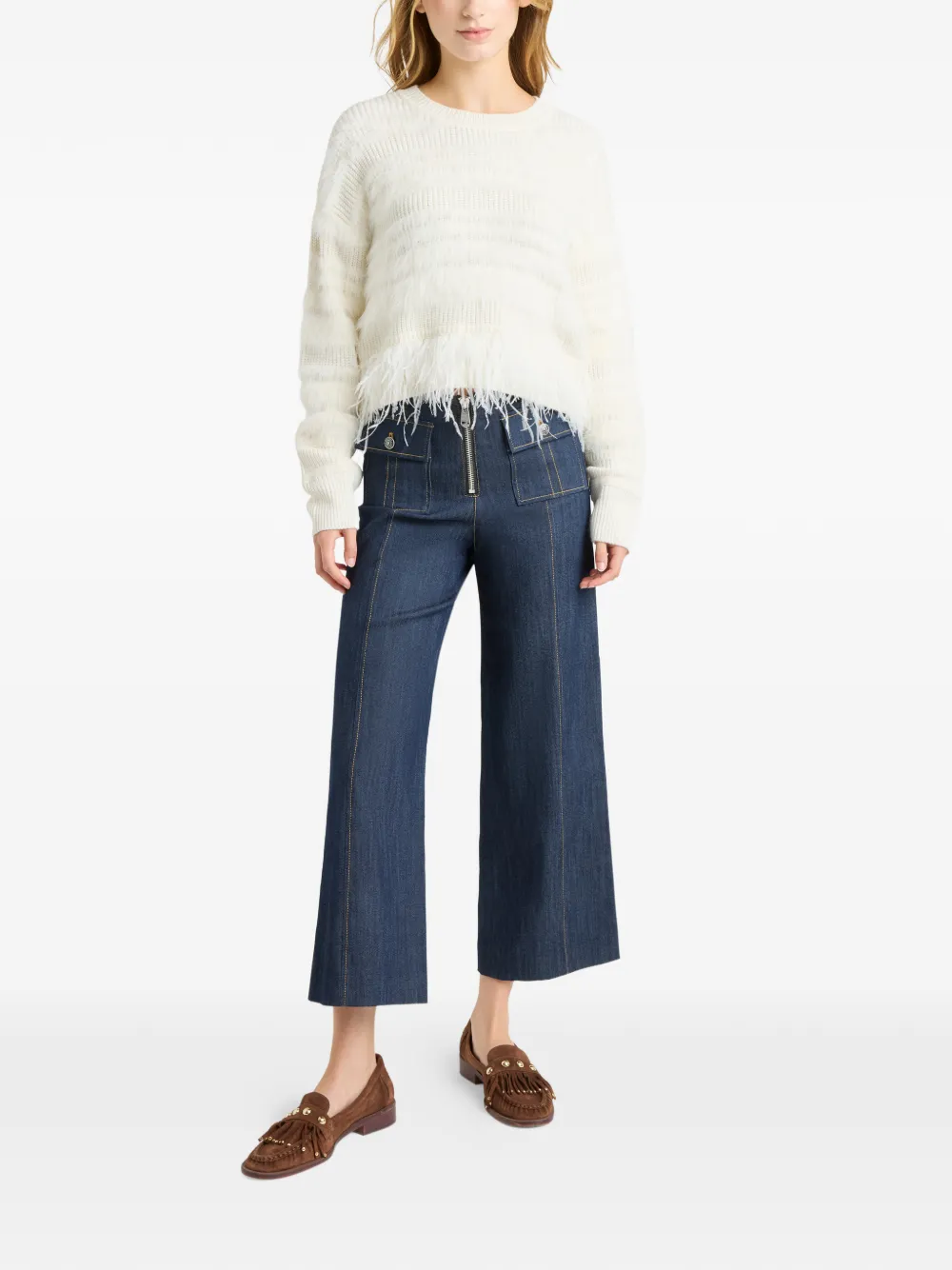  Cinq A Sept Vivi Fringed Sweater - White 