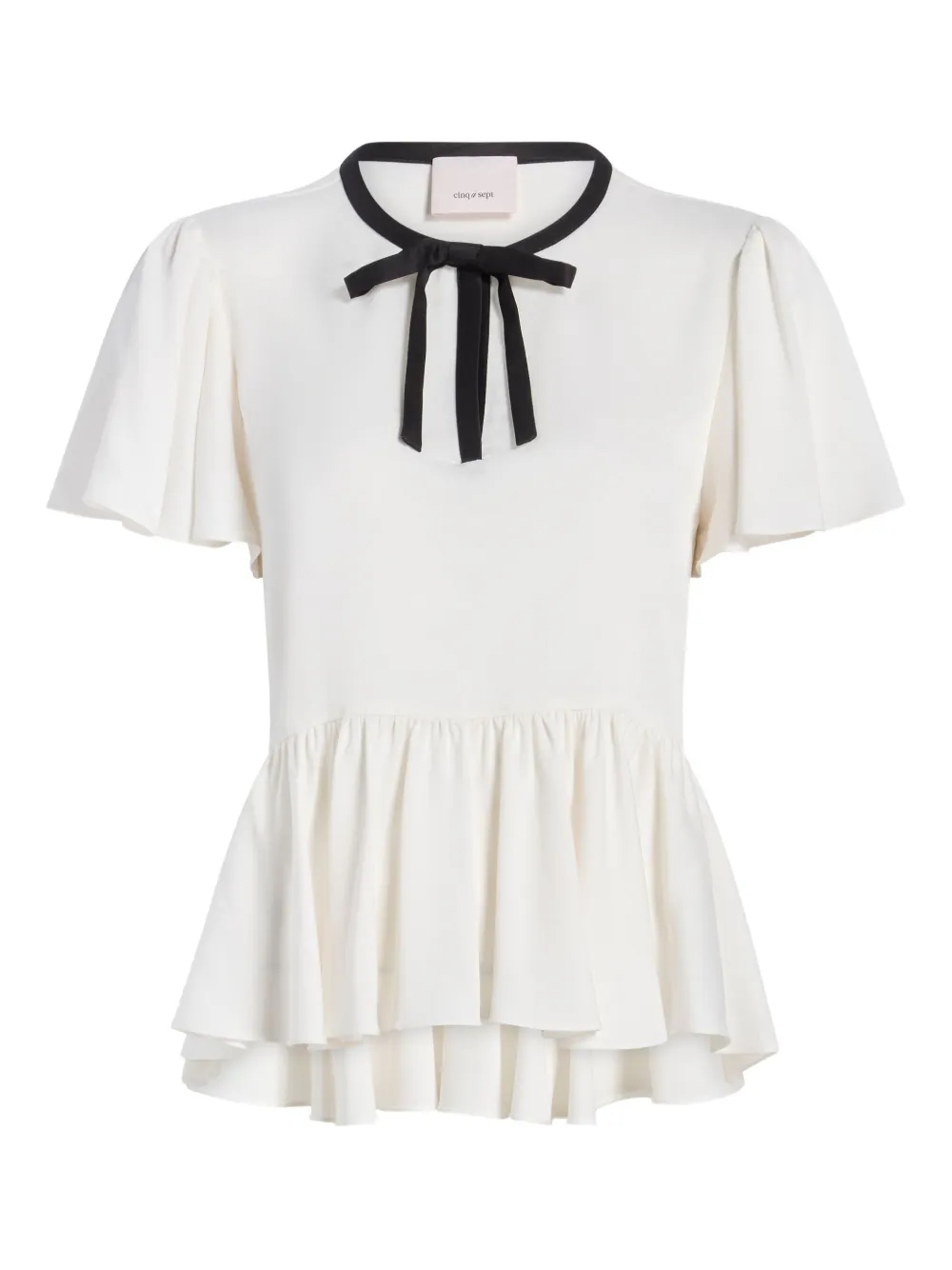 Cinq A Sept Top Heloise con ruches - Bianco