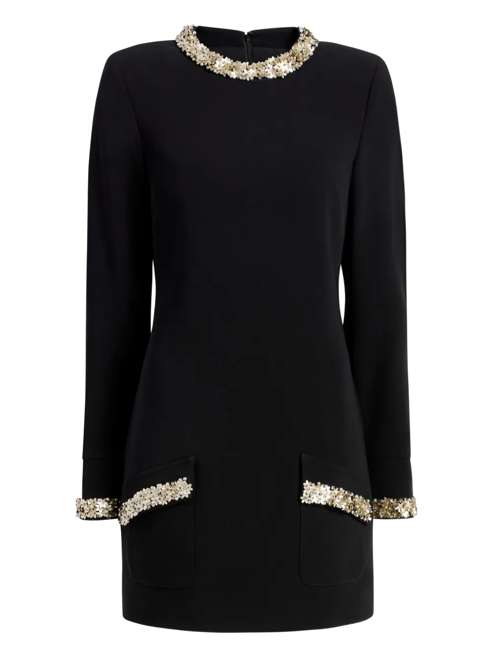 Cinq À Sept Adi Floral Embellished Long Sleeve Minidress In Black