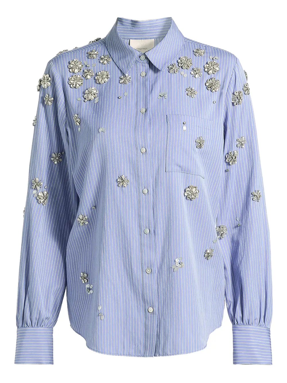 Cinq A Sept Lola striped flower-embellished shirt - Blau
