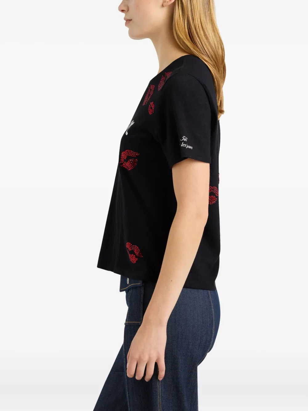 Cinq A Sept Kissing Booth Lips T-shirt Zwart