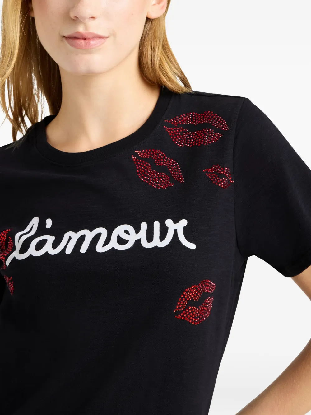 Cinq A Sept Kissing Booth Lips T-shirt Zwart